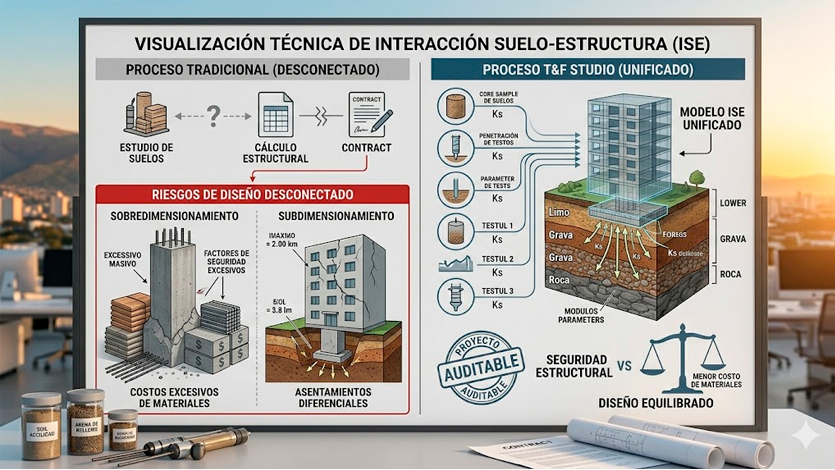 Visualización técnica de Interacción Suelo-Estructura